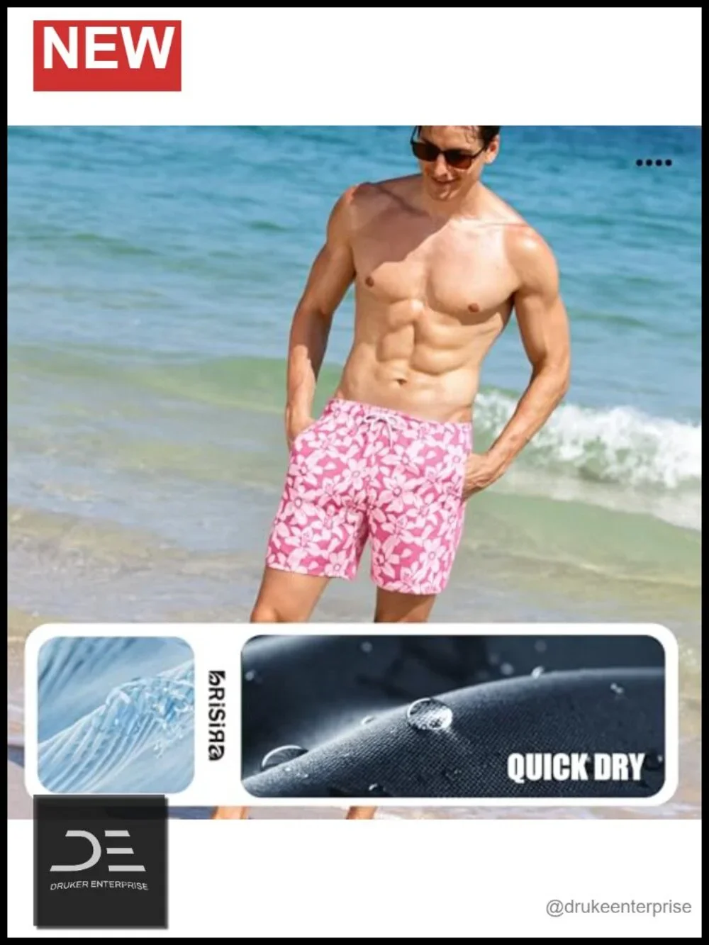 Mens Swim Trunks 5 Inch Quick Dry Stretch Board Shorts with Compression Liner